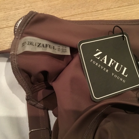 Women’s Plus Size V Neck Mesh Sheer Tummy Control One Piece Bathing Suit - Picture 4 of 4